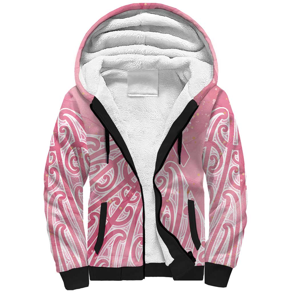 Breast Cancer Awareness Maori Sherpa Hoodie Kia Kaha Kia Maia Kia Manawanui - Vibe Hoodie