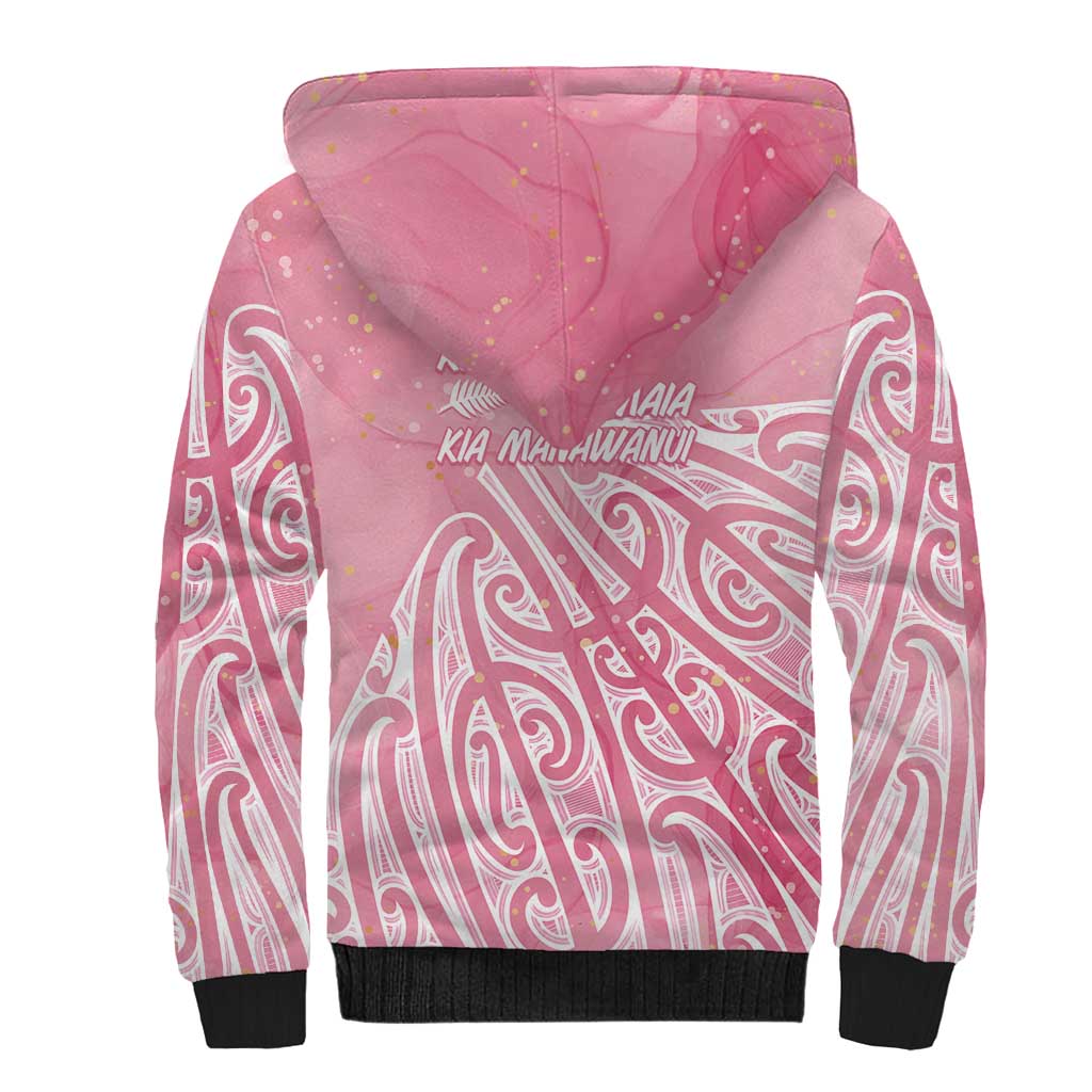 Breast Cancer Awareness Maori Sherpa Hoodie Kia Kaha Kia Maia Kia Manawanui - Vibe Hoodie