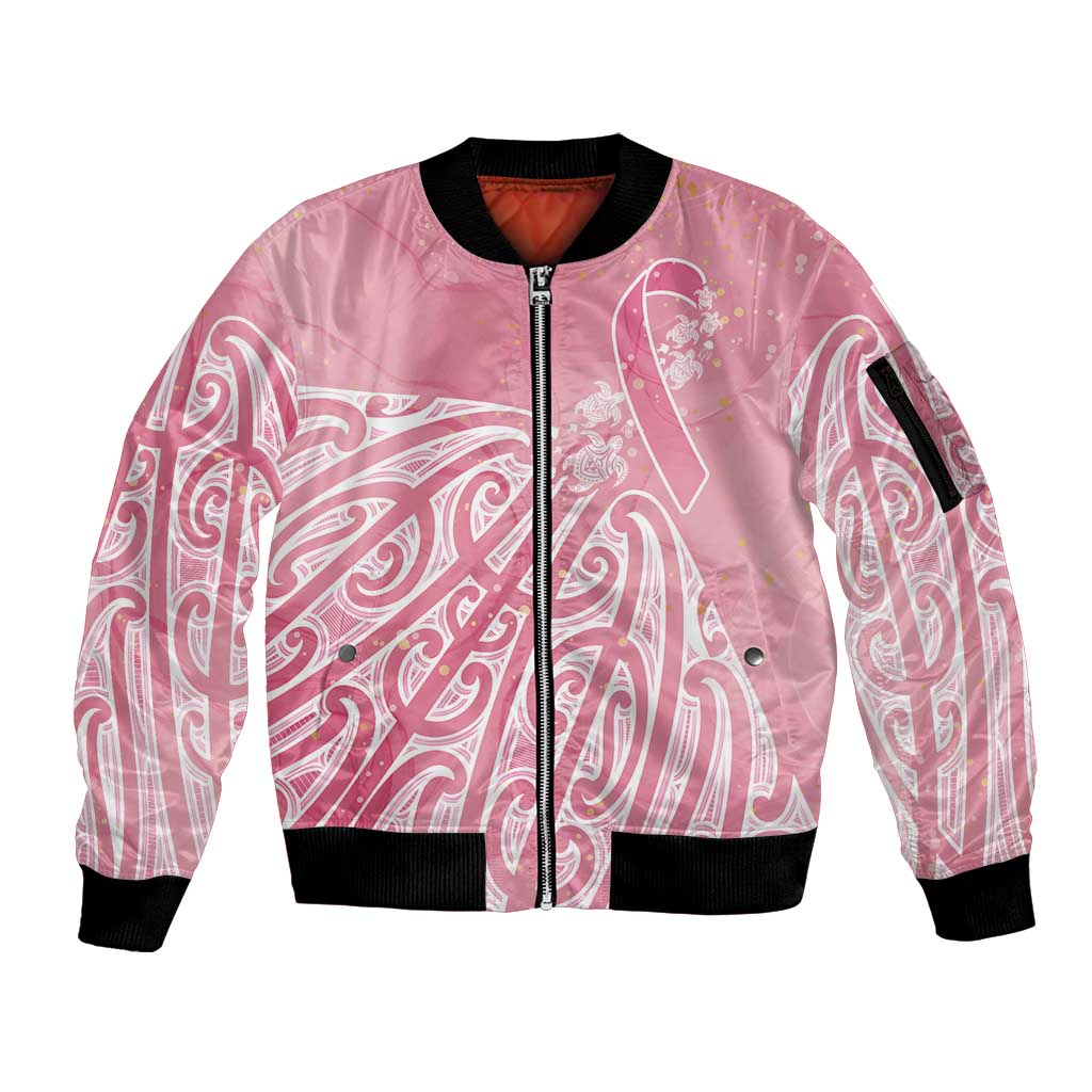 Breast Cancer Awareness Maori Sleeve Zip Bomber Jacket Kia Kaha Kia Maia Kia Manawanui - Vibe Hoodie