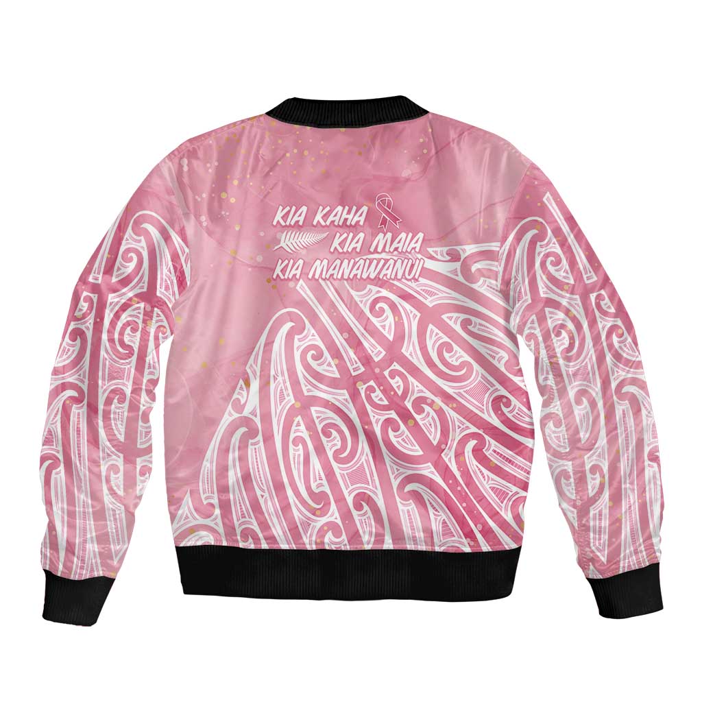 Breast Cancer Awareness Maori Sleeve Zip Bomber Jacket Kia Kaha Kia Maia Kia Manawanui - Vibe Hoodie