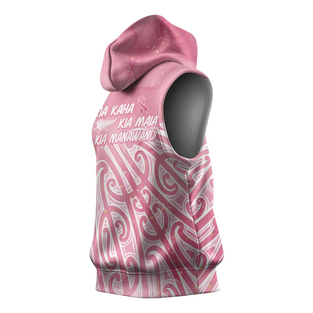 Breast Cancer Awareness Maori Sleeveless Hoodie Kia Kaha Kia Maia Kia Manawanui - Vibe Hoodie