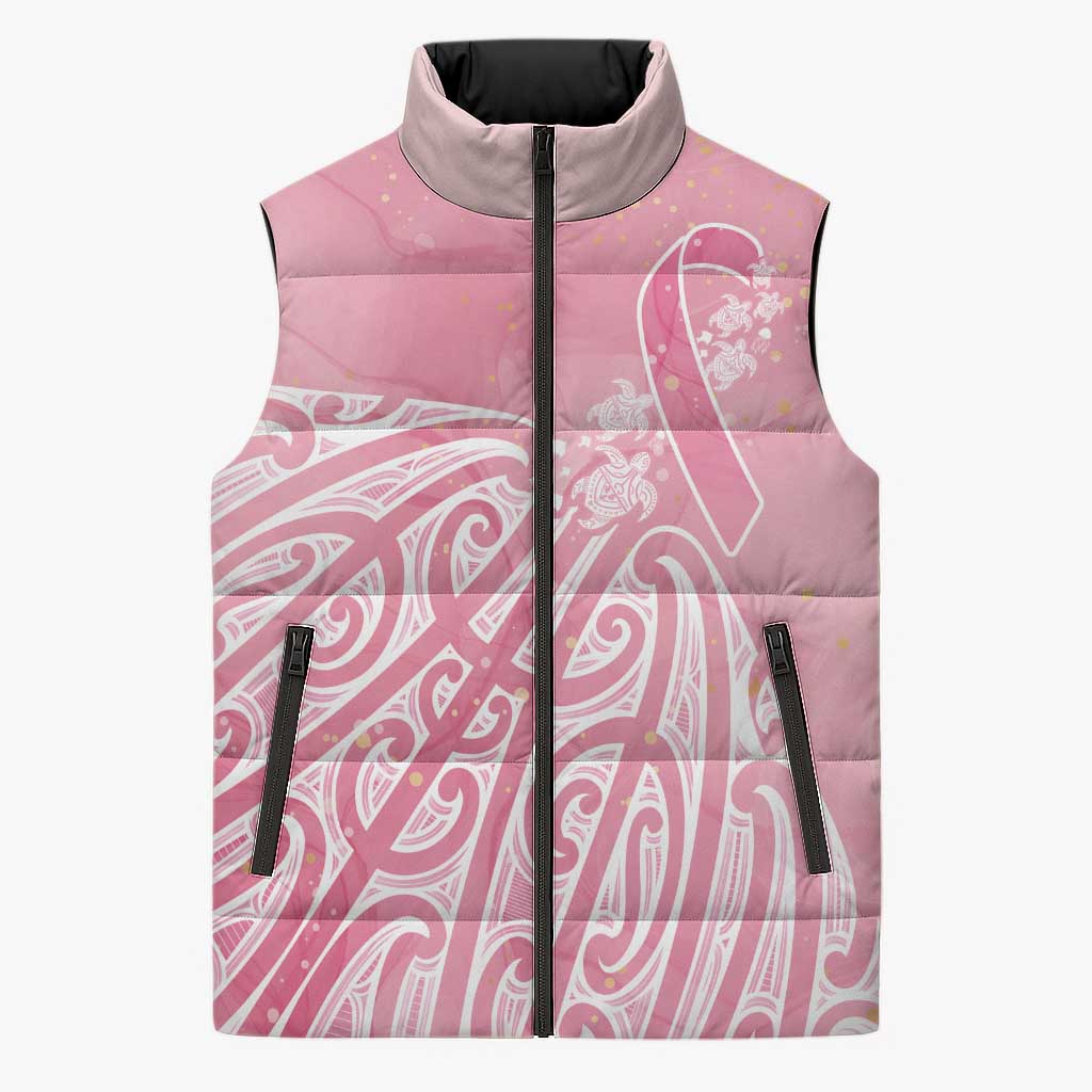 Breast Cancer Awareness Maori Sleeveless Puffer Jacket Kia Kaha Kia Maia Kia Manawanui - Vibe Hoodie