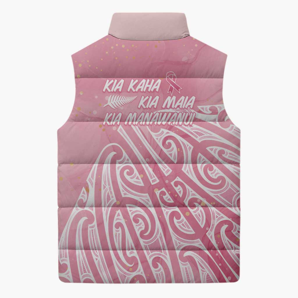 Breast Cancer Awareness Maori Sleeveless Puffer Jacket Kia Kaha Kia Maia Kia Manawanui - Vibe Hoodie