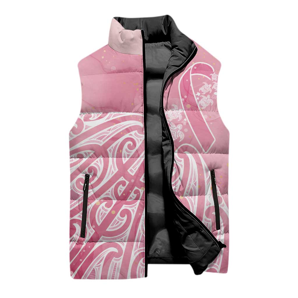 Breast Cancer Awareness Maori Sleeveless Puffer Jacket Kia Kaha Kia Maia Kia Manawanui - Vibe Hoodie