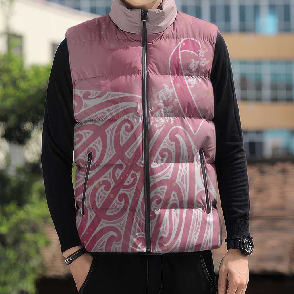 Breast Cancer Awareness Maori Sleeveless Puffer Jacket Kia Kaha Kia Maia Kia Manawanui - Vibe Hoodie