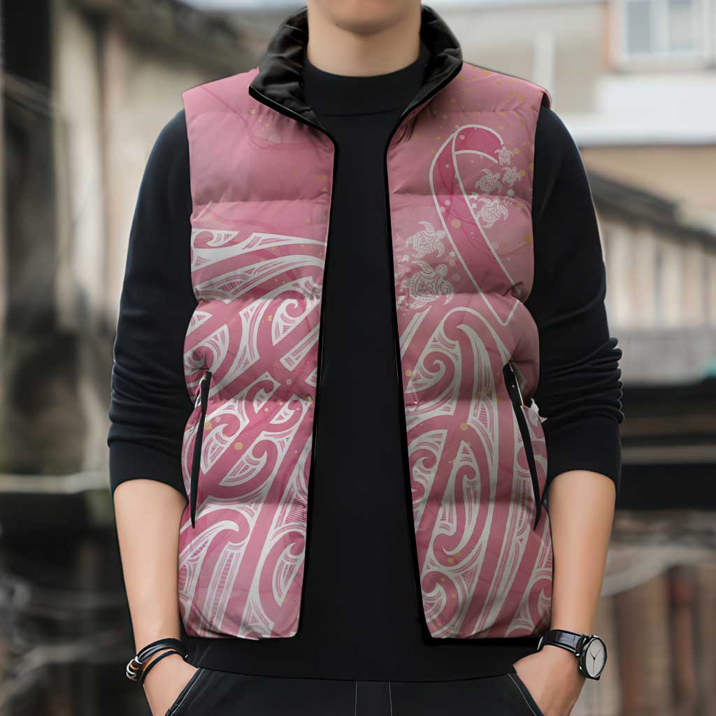 Breast Cancer Awareness Maori Sleeveless Puffer Jacket Kia Kaha Kia Maia Kia Manawanui - Vibe Hoodie