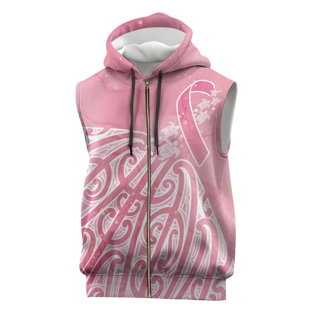 Breast Cancer Awareness Maori Sleeveless Zip Hoodie Kia Kaha Kia Maia Kia Manawanui - Vibe Hoodie