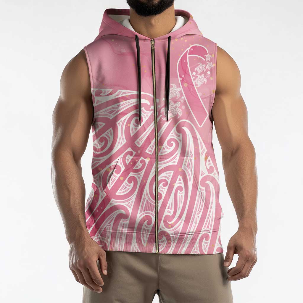 Breast Cancer Awareness Maori Sleeveless Zip Hoodie Kia Kaha Kia Maia Kia Manawanui - Vibe Hoodie