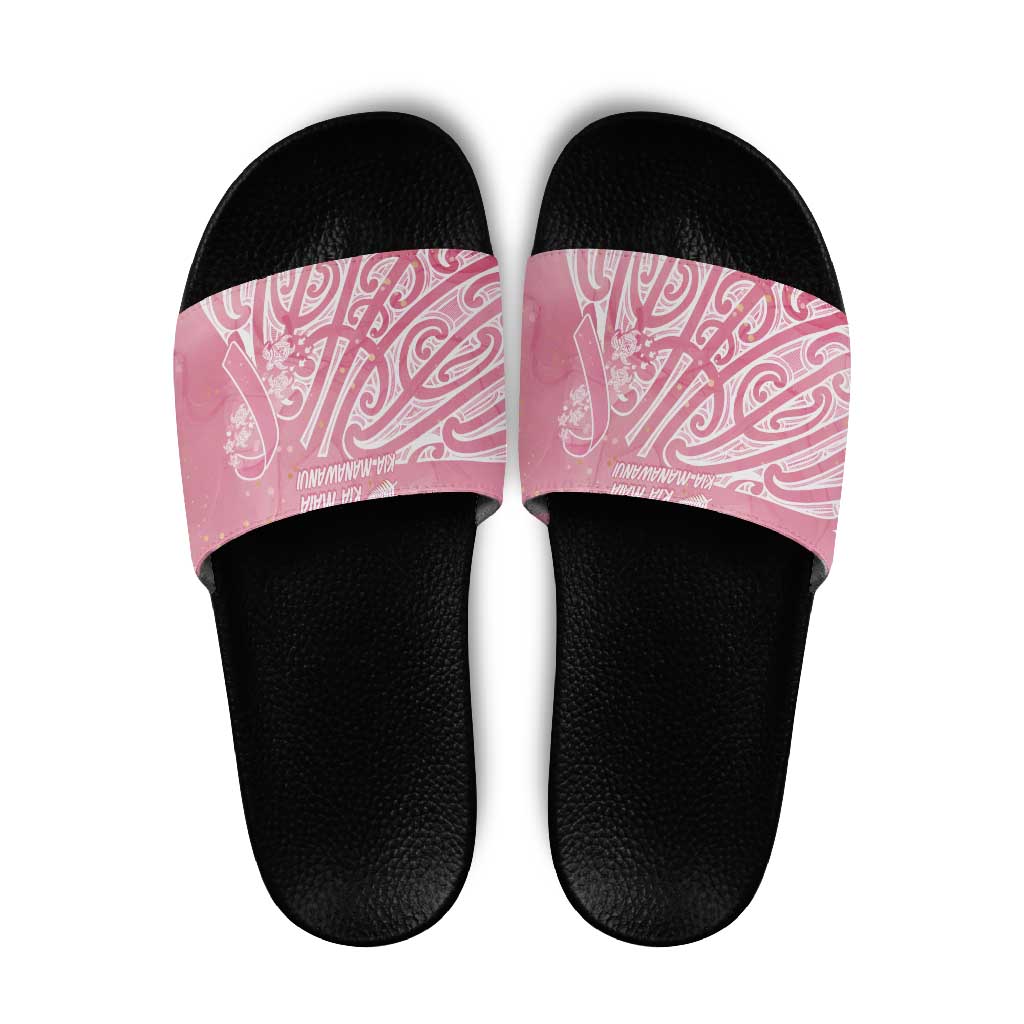 Breast Cancer Awareness Maori Slide Sandals Kia Kaha Kia Maia Kia Manawanui - Vibe Hoodie