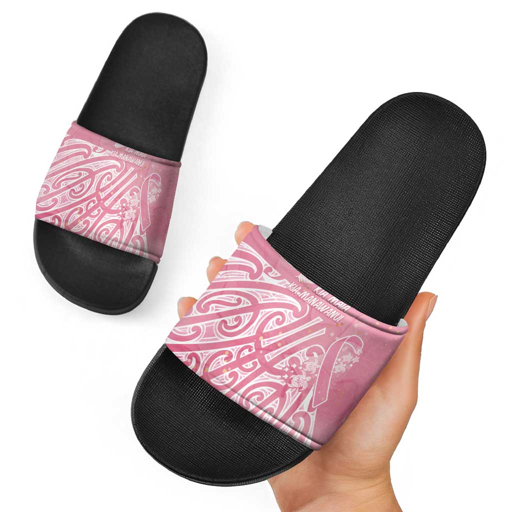 Breast Cancer Awareness Maori Slide Sandals Kia Kaha Kia Maia Kia Manawanui - Vibe Hoodie