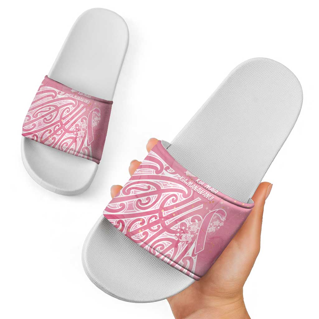 Breast Cancer Awareness Maori Slide Sandals Kia Kaha Kia Maia Kia Manawanui - Vibe Hoodie