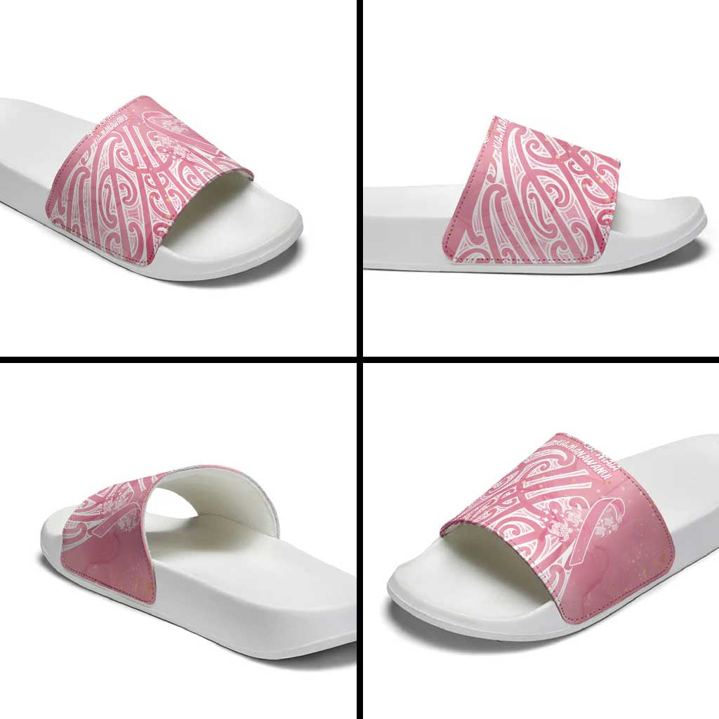 Breast Cancer Awareness Maori Slide Sandals Kia Kaha Kia Maia Kia Manawanui - Vibe Hoodie