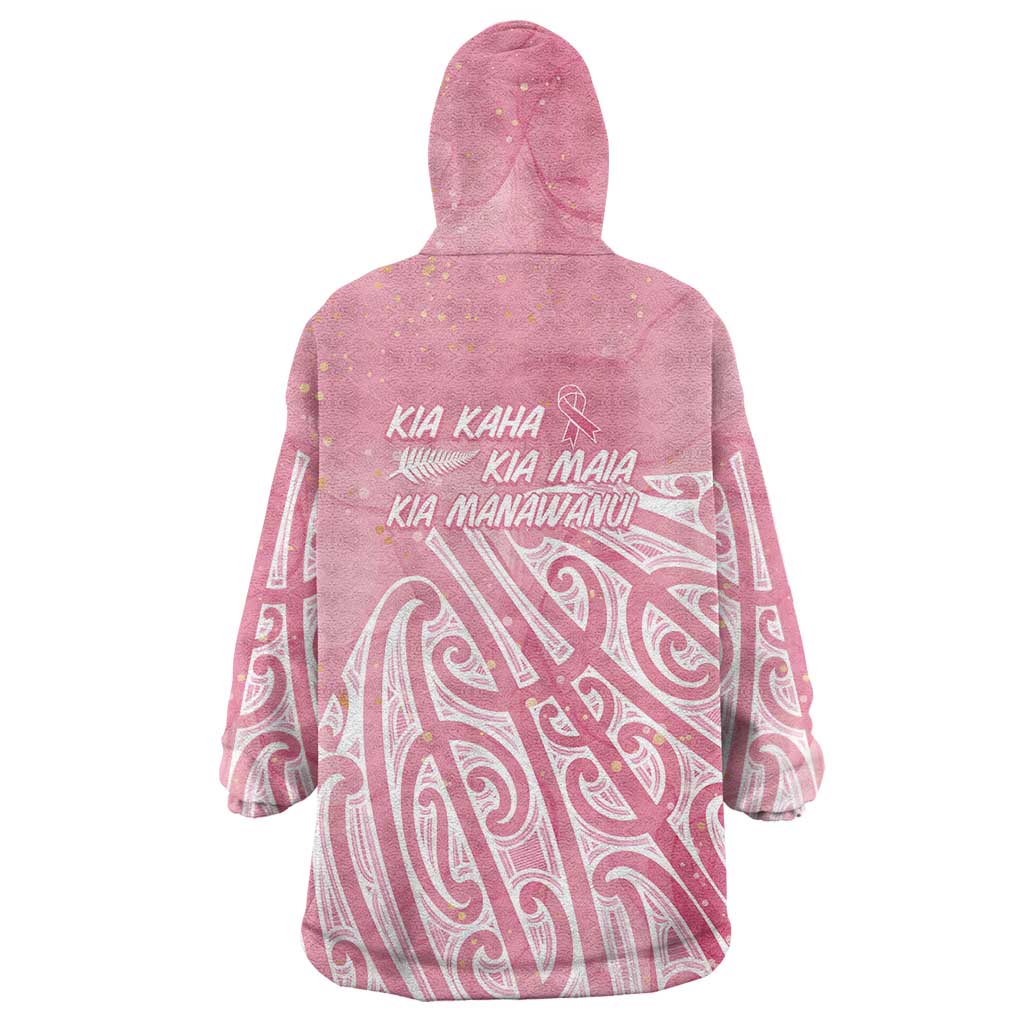 Breast Cancer Awareness Maori Wearable Blanket Hoodie Kia Kaha Kia Maia Kia Manawanui - Vibe Hoodie