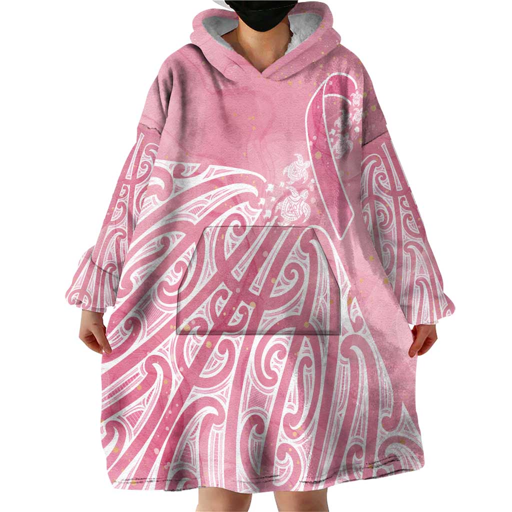 Breast Cancer Awareness Maori Wearable Blanket Hoodie Kia Kaha Kia Maia Kia Manawanui - Vibe Hoodie