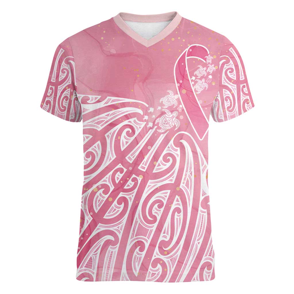 Breast Cancer Awareness Maori Women V-Neck T-Shirt Kia Kaha Kia Maia Kia Manawanui - Vibe Hoodie