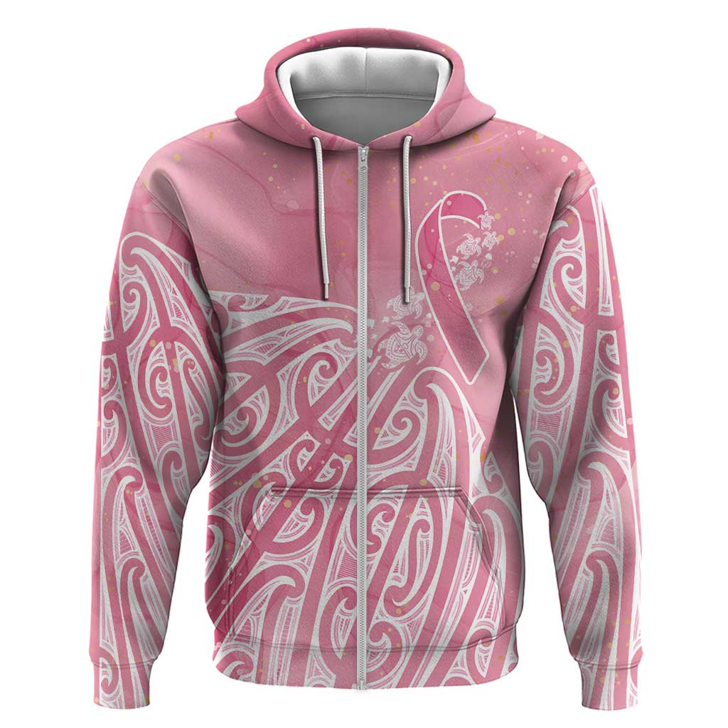 Breast Cancer Awareness Maori Zip Hoodie Kia Kaha Kia Maia Kia Manawanui - Vibe Hoodie