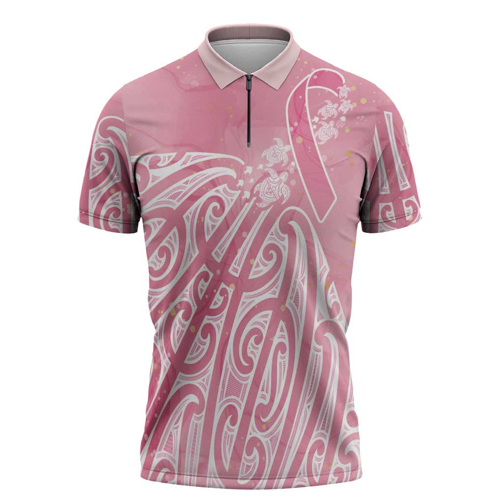 Breast Cancer Awareness Maori Zipper Polo Shirt Kia Kaha Kia Maia Kia Manawanui - Vibe Hoodie
