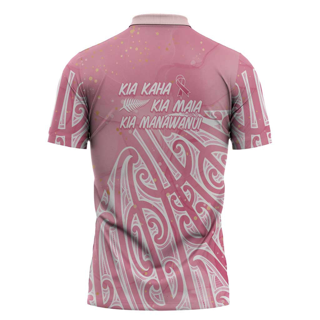 Breast Cancer Awareness Maori Zipper Polo Shirt Kia Kaha Kia Maia Kia Manawanui - Vibe Hoodie