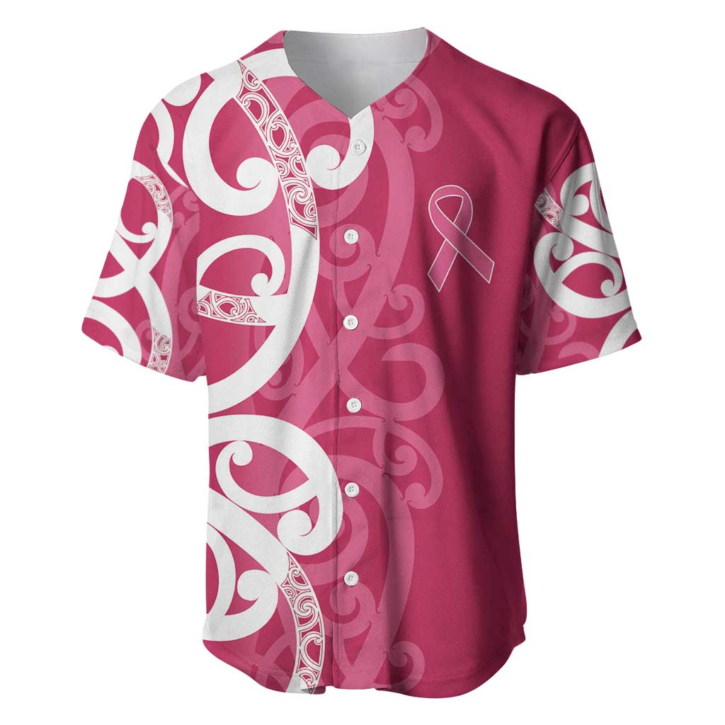 Breast Cancer Awareness Maori Baseball Jersey Koru Kowhaiwhai - Vibe Hoodie