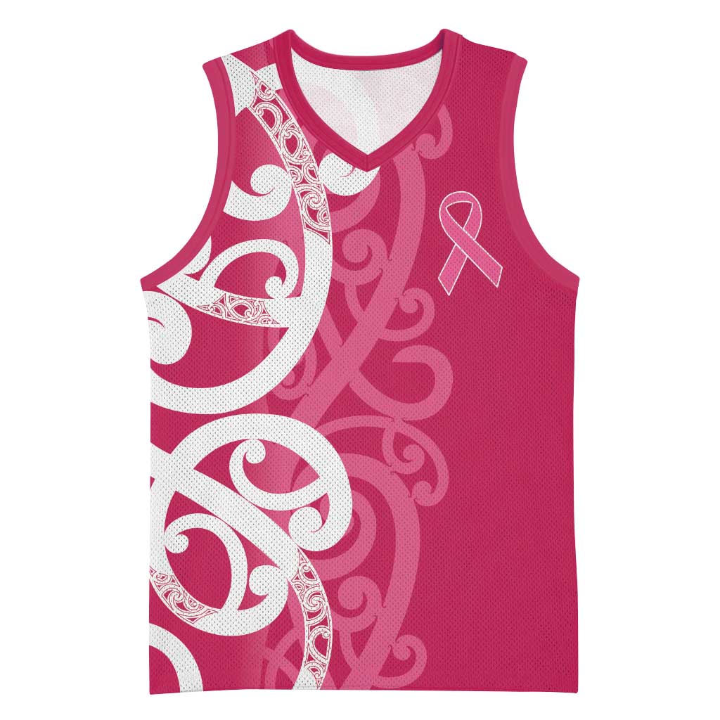 Breast Cancer Awareness Maori Basketball Jersey Koru Kowhaiwhai - Vibe Hoodie