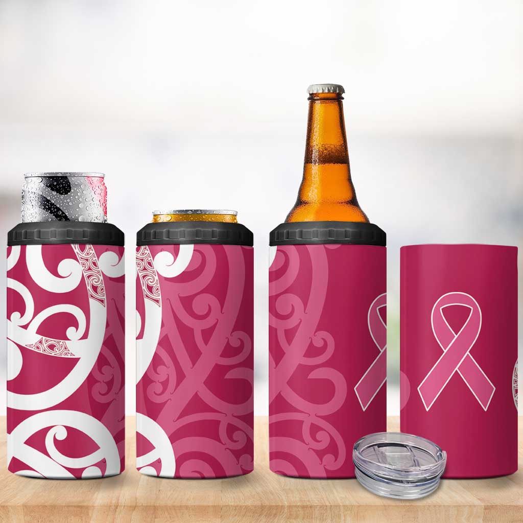 Breast Cancer Awareness Maori 4 in 1 Can Cooler Tumbler Koru Kowhaiwhai - Vibe Hoodie
