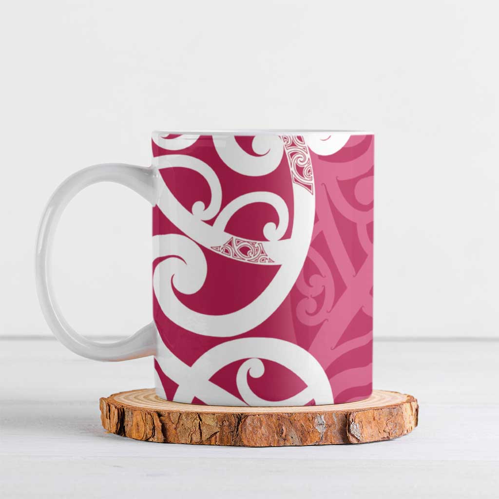 Breast Cancer Awareness Maori Ceramic Mug Koru Kowhaiwhai - Vibe Hoodie
