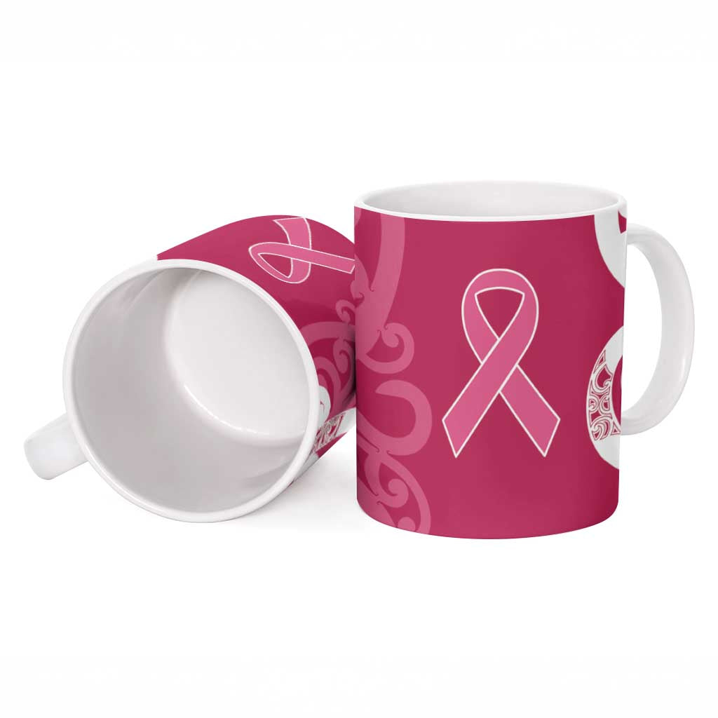 Breast Cancer Awareness Maori Ceramic Mug Koru Kowhaiwhai - Vibe Hoodie
