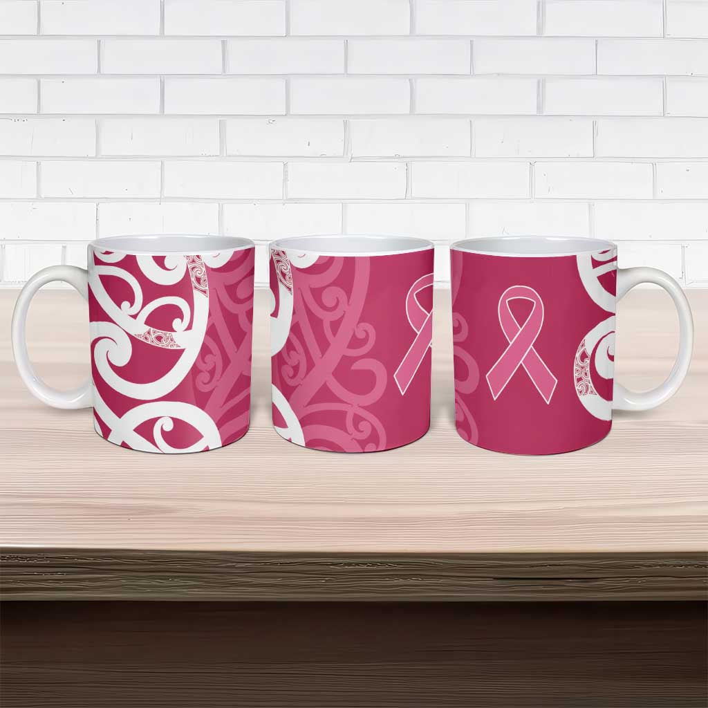 Breast Cancer Awareness Maori Ceramic Mug Koru Kowhaiwhai - Vibe Hoodie
