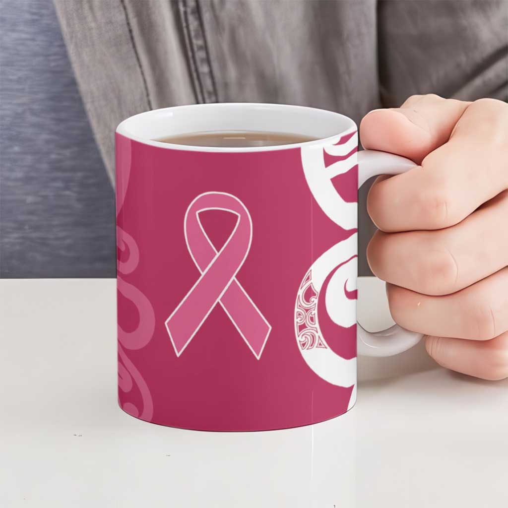 Breast Cancer Awareness Maori Ceramic Mug Koru Kowhaiwhai - Vibe Hoodie