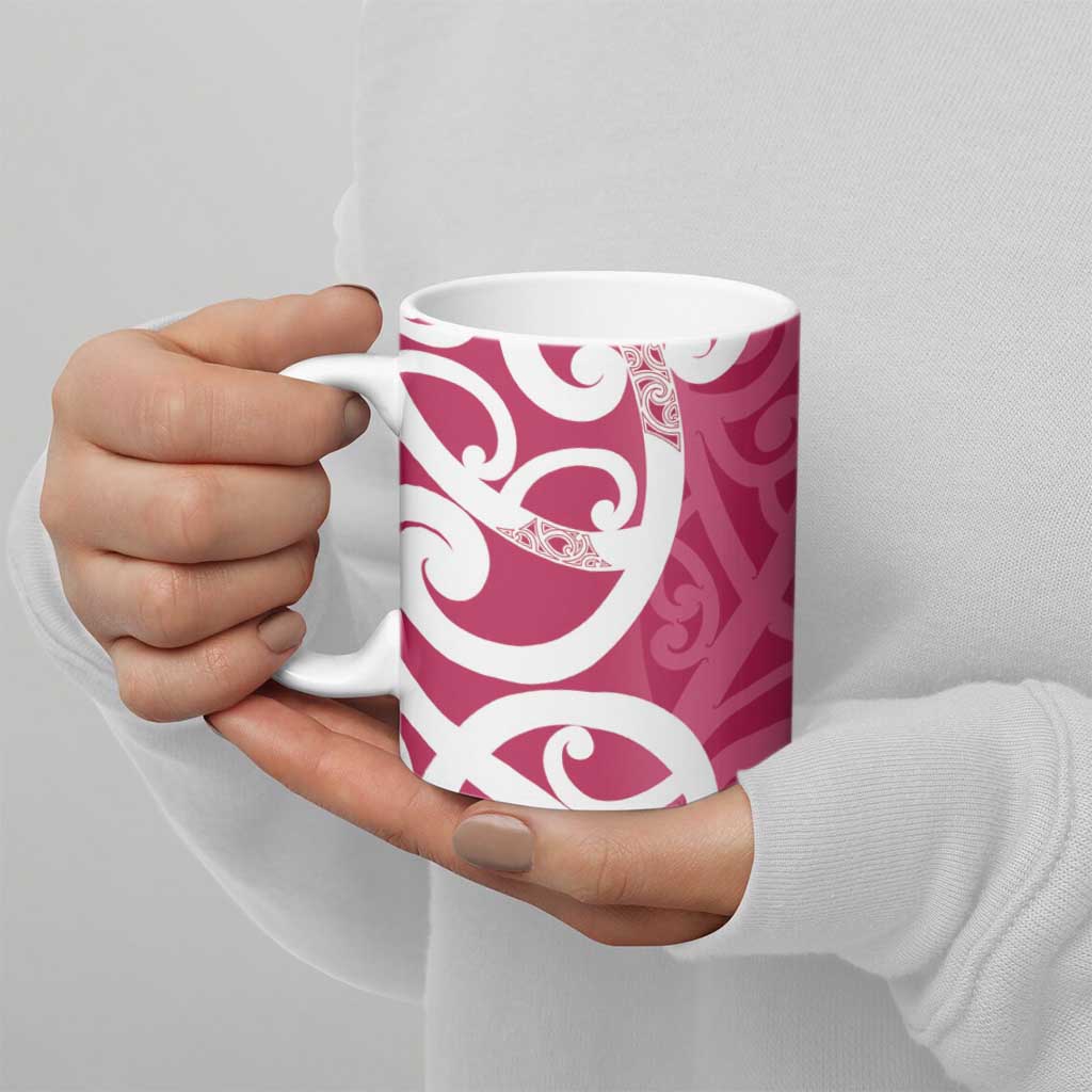 Breast Cancer Awareness Maori Ceramic Mug Koru Kowhaiwhai - Vibe Hoodie