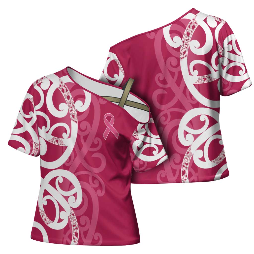 Breast Cancer Awareness Maori Cross Shoulder Shirt Koru Kowhaiwhai - Vibe Hoodie