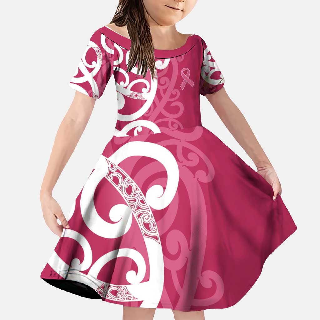 Breast Cancer Awareness Maori Family Matching Long Sleeve Bodycon Dress and Hawaiian Shirt Koru Kowhaiwhai - Vibe Hoodie