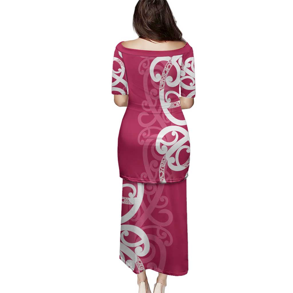 Breast Cancer Awareness Maori Family Matching Puletasi and Hawaiian Shirt Koru Kowhaiwhai - Vibe Hoodie