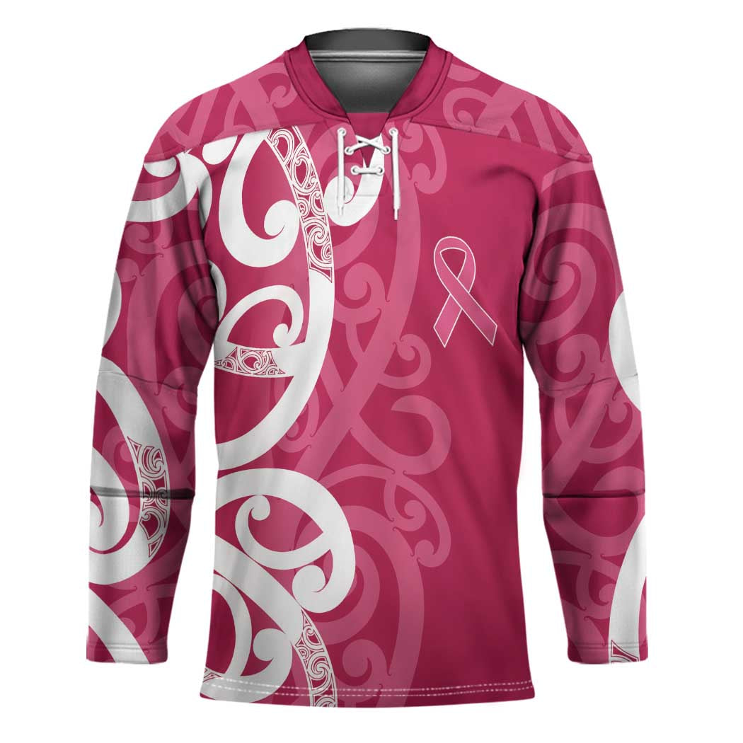Breast Cancer Awareness Maori Hockey Jersey Koru Kowhaiwhai - Vibe Hoodie