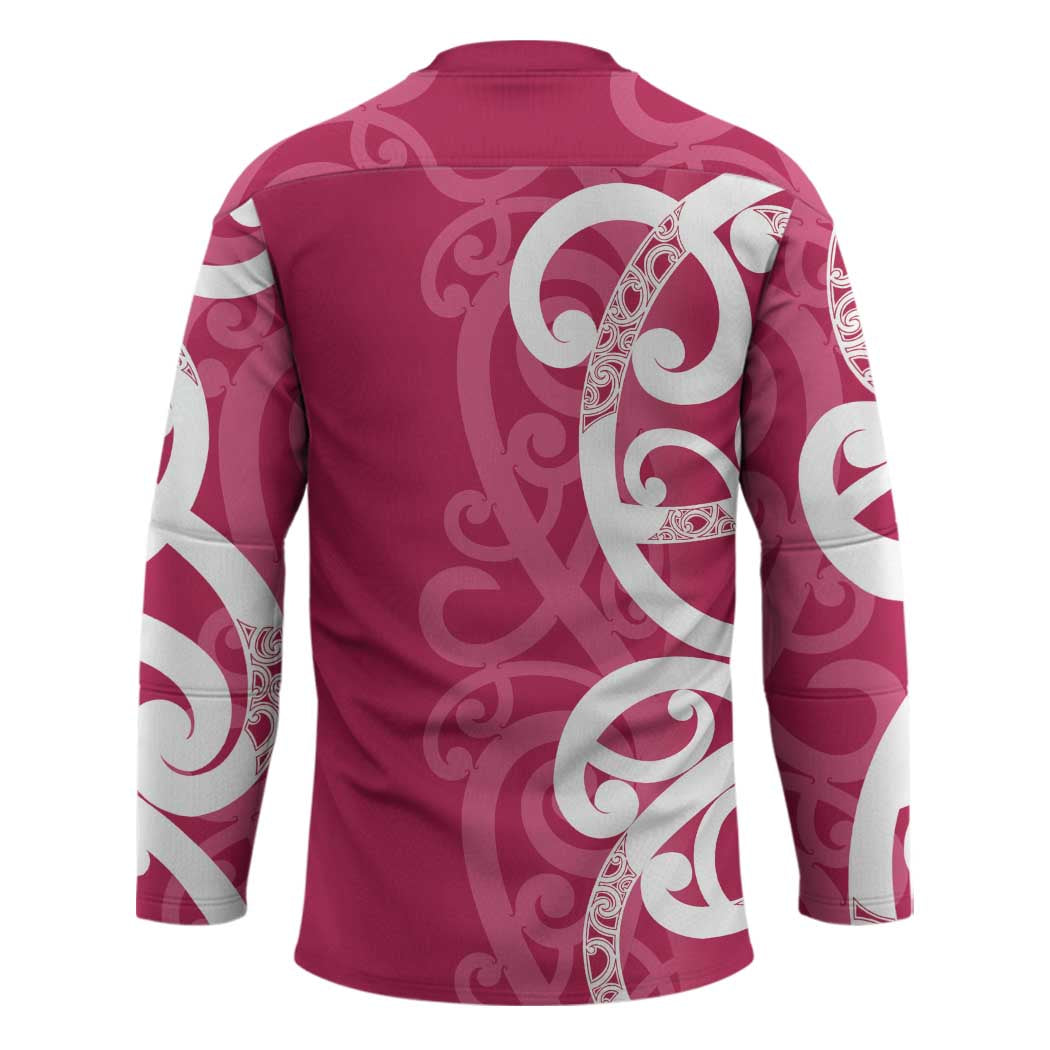Breast Cancer Awareness Maori Hockey Jersey Koru Kowhaiwhai - Vibe Hoodie