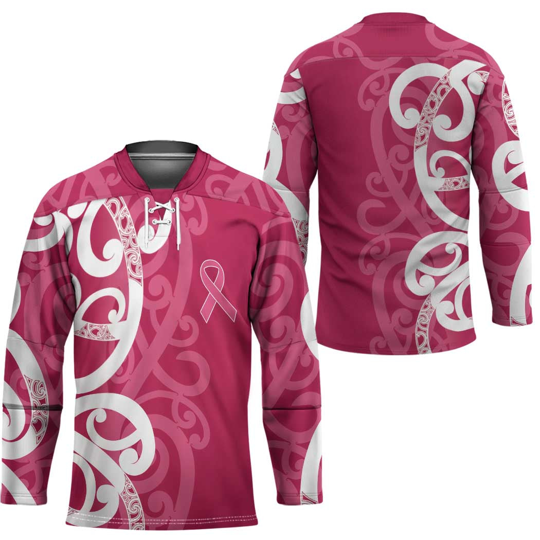 Breast Cancer Awareness Maori Hockey Jersey Koru Kowhaiwhai - Vibe Hoodie