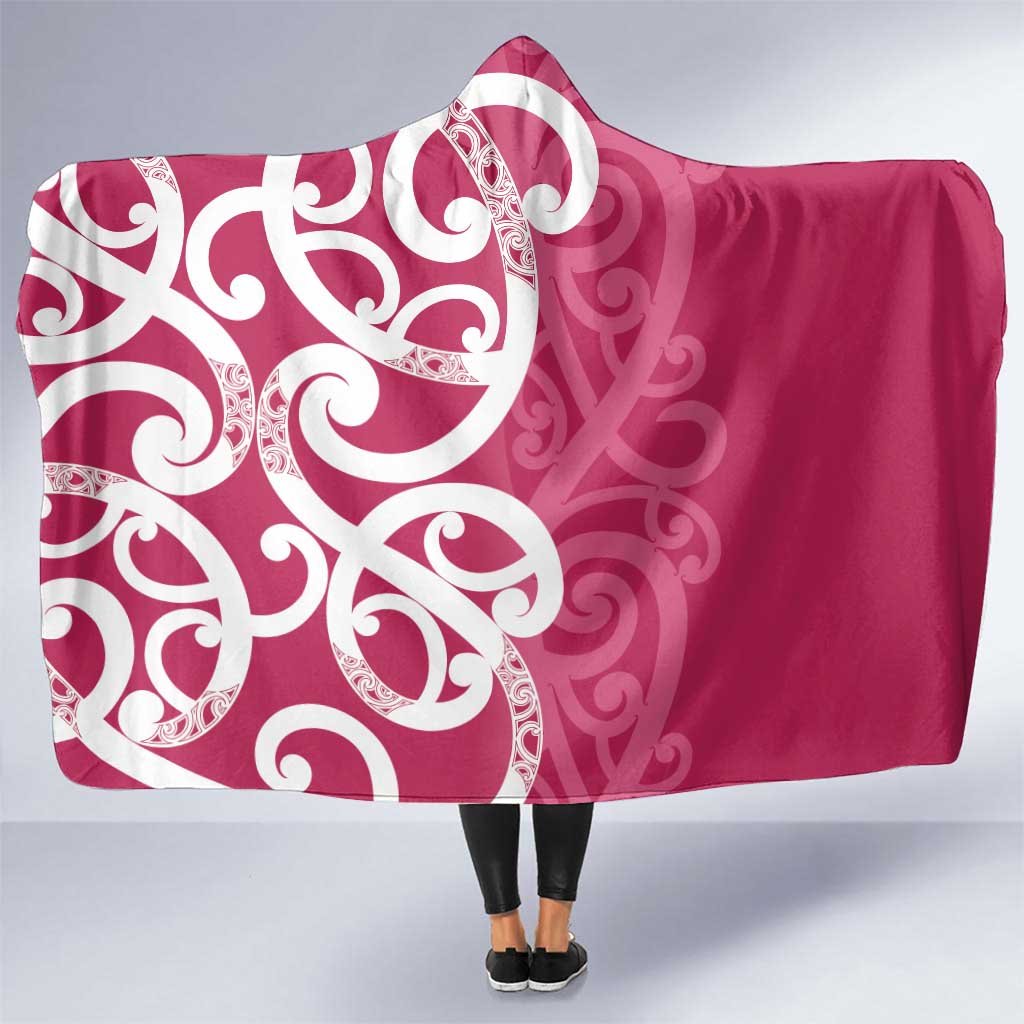 Breast Cancer Awareness Maori Hooded Blanket Koru Kowhaiwhai - Vibe Hoodie