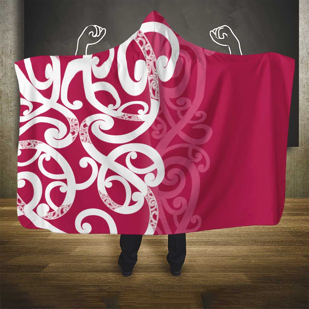 Breast Cancer Awareness Maori Hooded Blanket Koru Kowhaiwhai - Vibe Hoodie