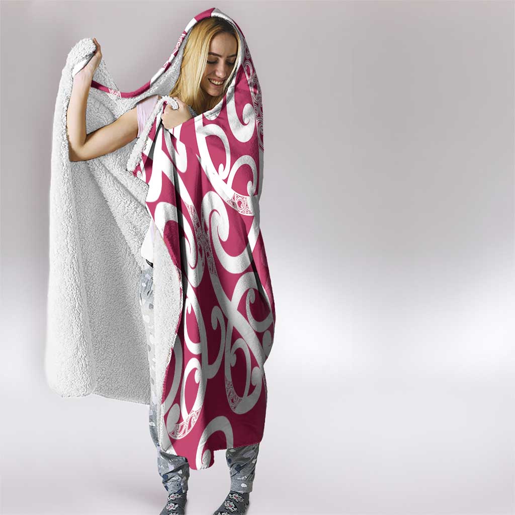 Breast Cancer Awareness Maori Hooded Blanket Koru Kowhaiwhai - Vibe Hoodie