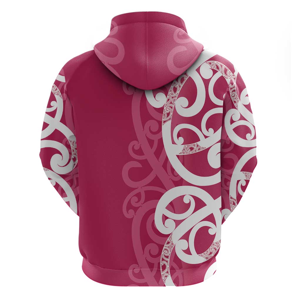 Breast Cancer Awareness Maori Hoodie Koru Kowhaiwhai - Vibe Hoodie