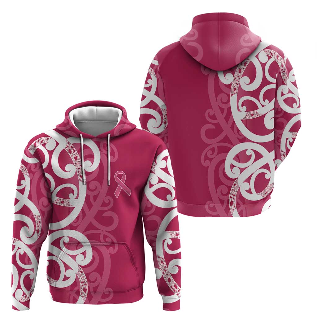 Breast Cancer Awareness Maori Hoodie Koru Kowhaiwhai - Vibe Hoodie