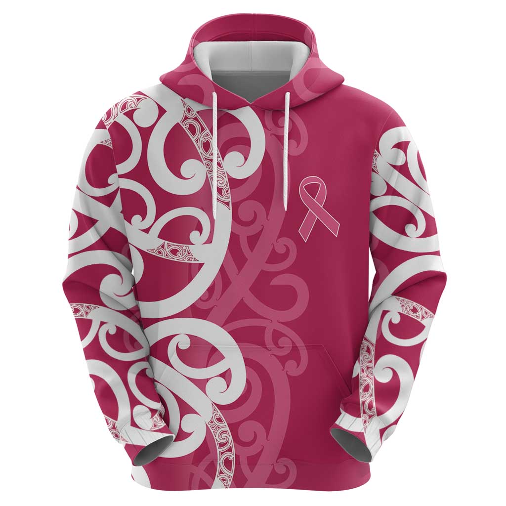 Breast Cancer Awareness Maori Hoodie Koru Kowhaiwhai - Vibe Hoodie