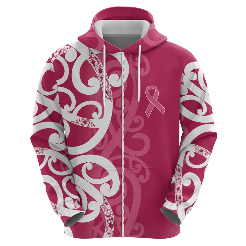 Breast Cancer Awareness Maori Hoodie Koru Kowhaiwhai - Vibe Hoodie