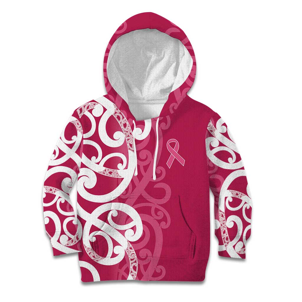 Breast Cancer Awareness Maori Kid Hoodie Koru Kowhaiwhai - Vibe Hoodie