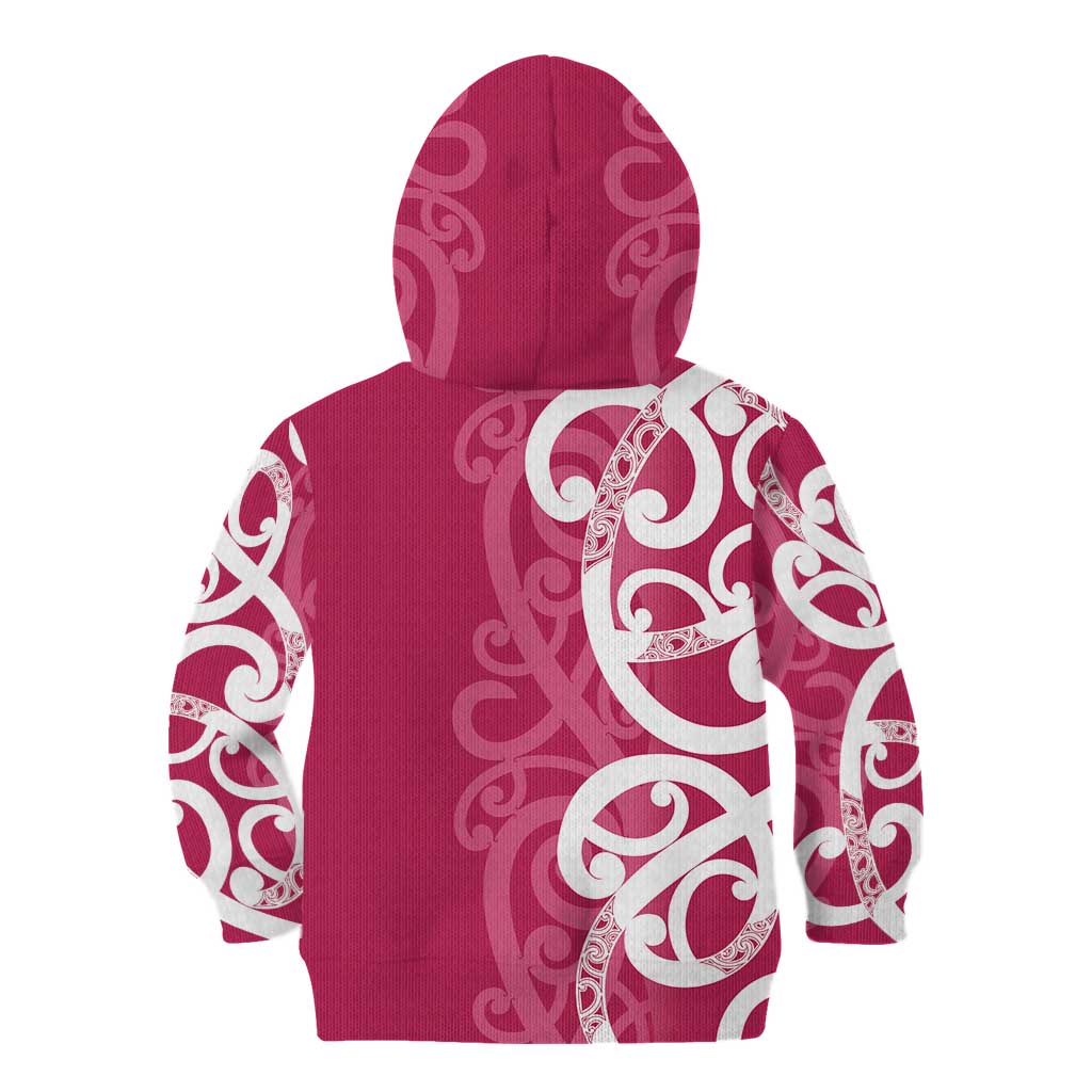 Breast Cancer Awareness Maori Kid Hoodie Koru Kowhaiwhai - Vibe Hoodie