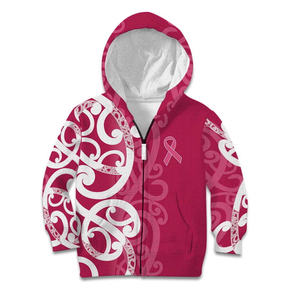 Breast Cancer Awareness Maori Kid Hoodie Koru Kowhaiwhai - Vibe Hoodie