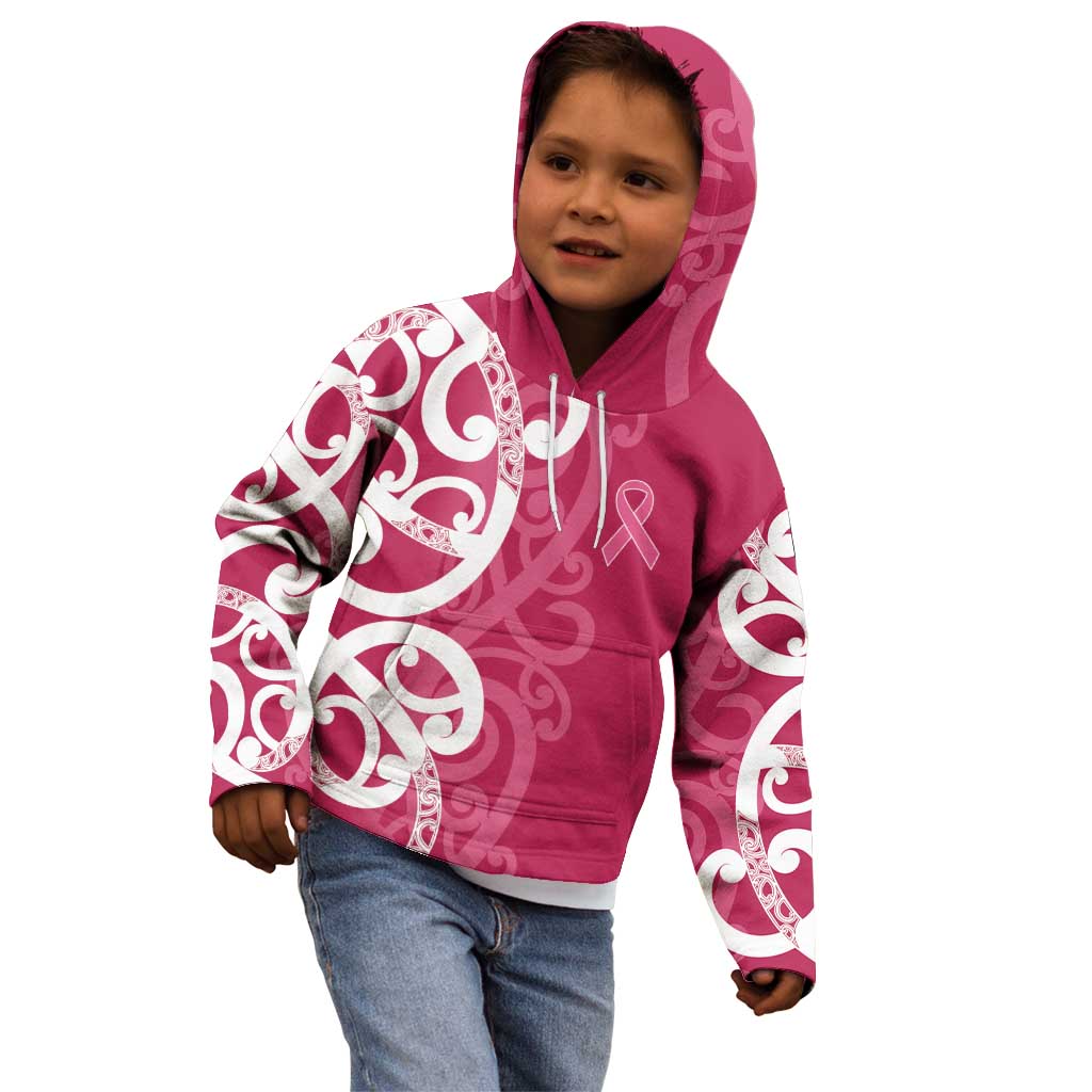 Breast Cancer Awareness Maori Kid Hoodie Koru Kowhaiwhai - Vibe Hoodie