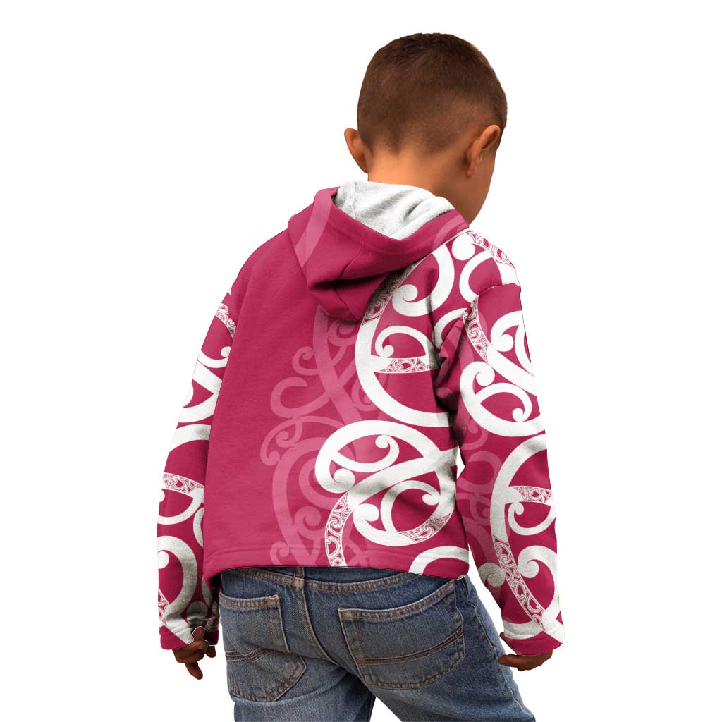 Breast Cancer Awareness Maori Kid Hoodie Koru Kowhaiwhai - Vibe Hoodie