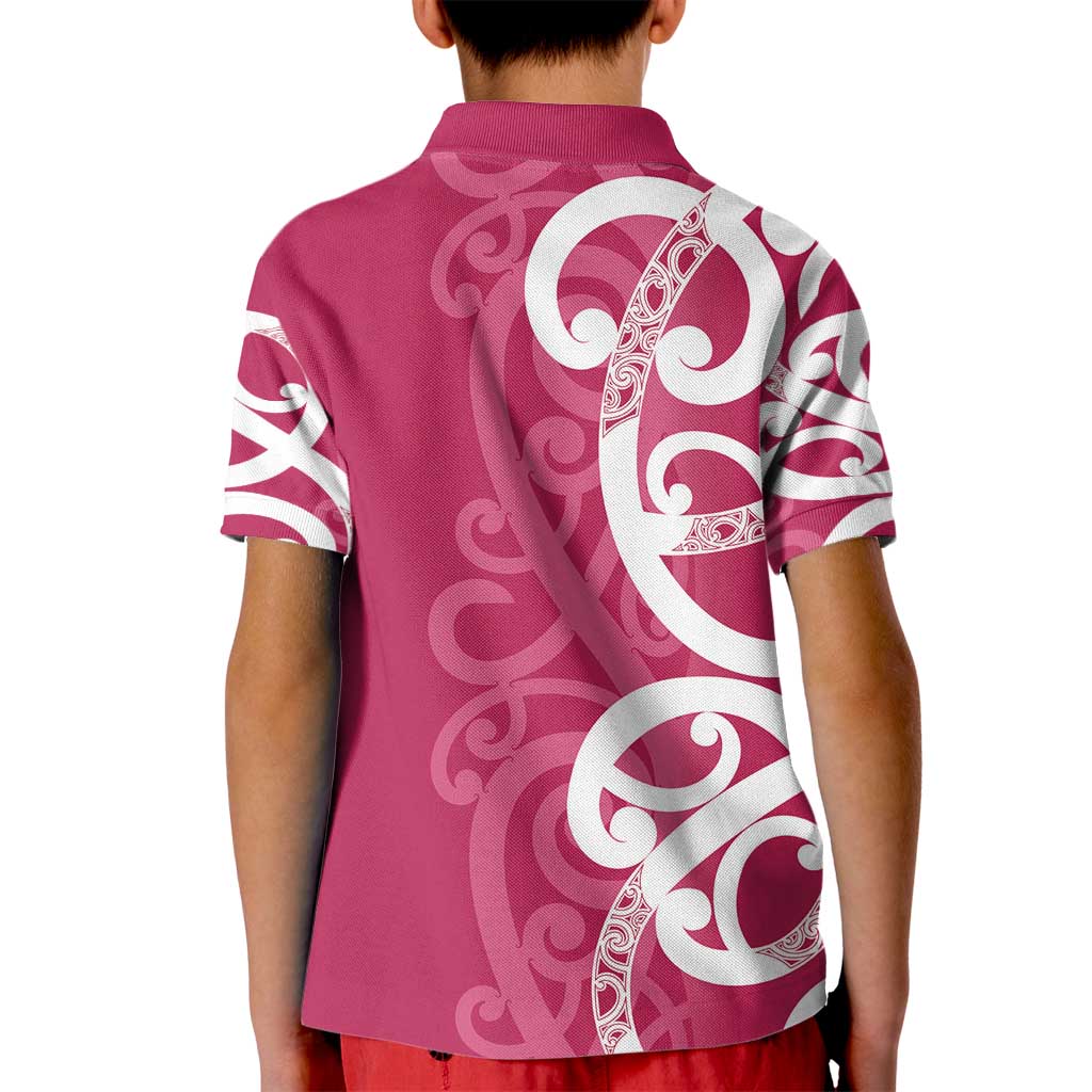 Breast Cancer Awareness Maori Kid Polo Shirt Koru Kowhaiwhai - Vibe Hoodie