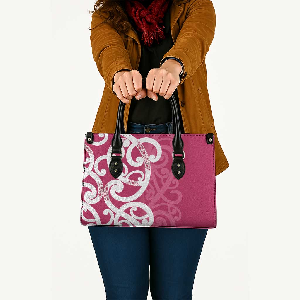 Breast Cancer Awareness Maori Leather Bag Koru Kowhaiwhai - Vibe Hoodie